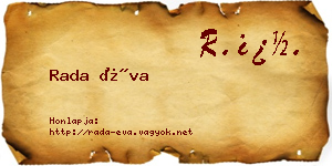 Rada Éva névjegykártya
